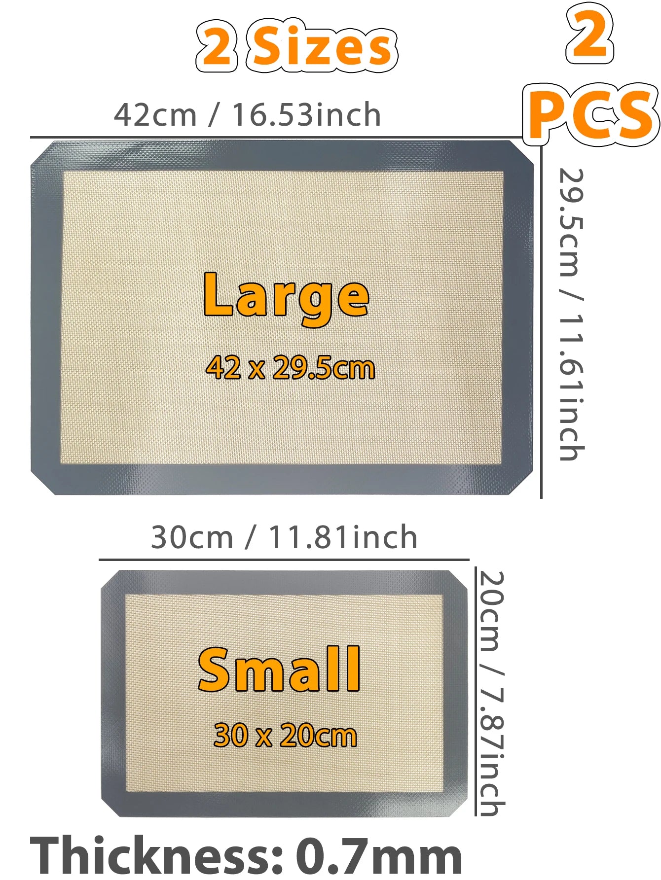 1PC, 2PCS Tapis de cuisson en silicone pour four, 2 tailles 30/42cm, plaques de cuisson antiadhésives et résistantes à la chaleur