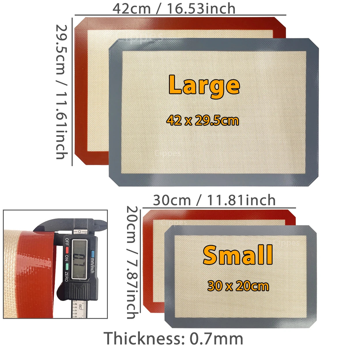 1PC, 2PCS Tapis de cuisson en silicone pour four, 2 tailles 30/42cm, plaques de cuisson antiadhésives et résistantes à la chaleur