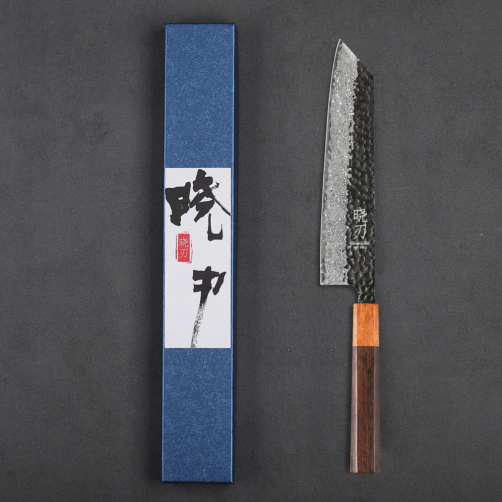 Couteau de chef japonais Kiritsuke de 21cm couteau de cuisine professionnel forgé à la main en acier Damas  VG10 Couteaux de cuisine professionnels